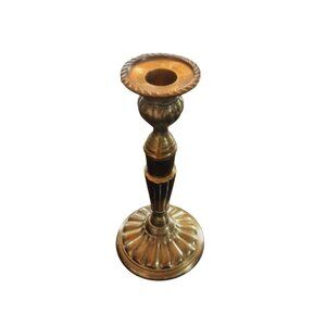 Solid Brass Candlestick Holder. Made In India. 8" X 3.75"